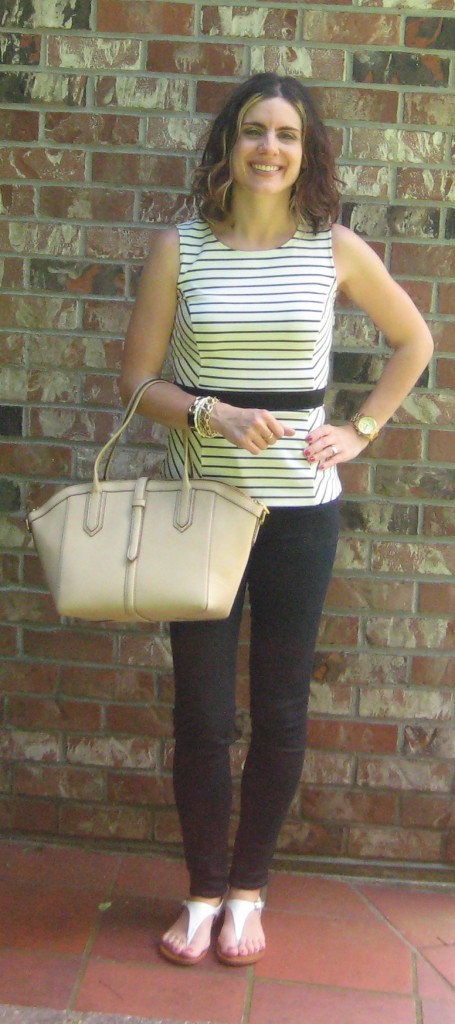 Black & White Stripe Peplum Top-Casual