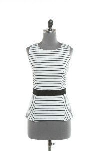 Black & White Stripe Peplum Top