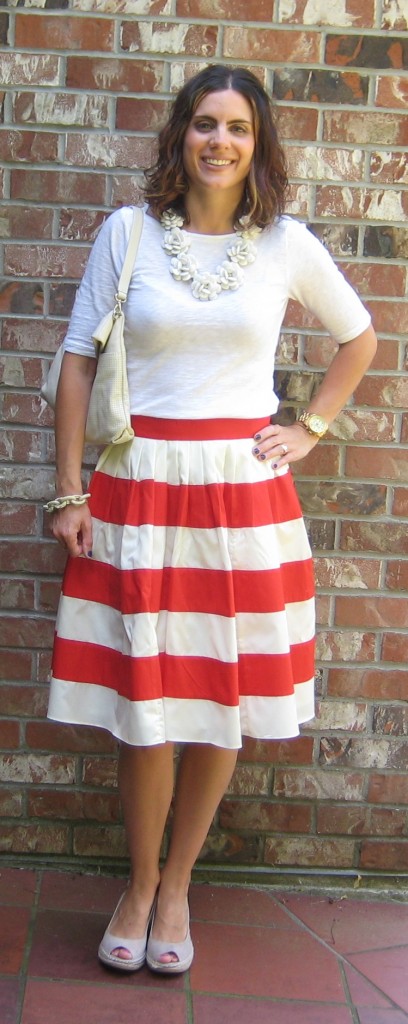 Red & White Striped Skirt